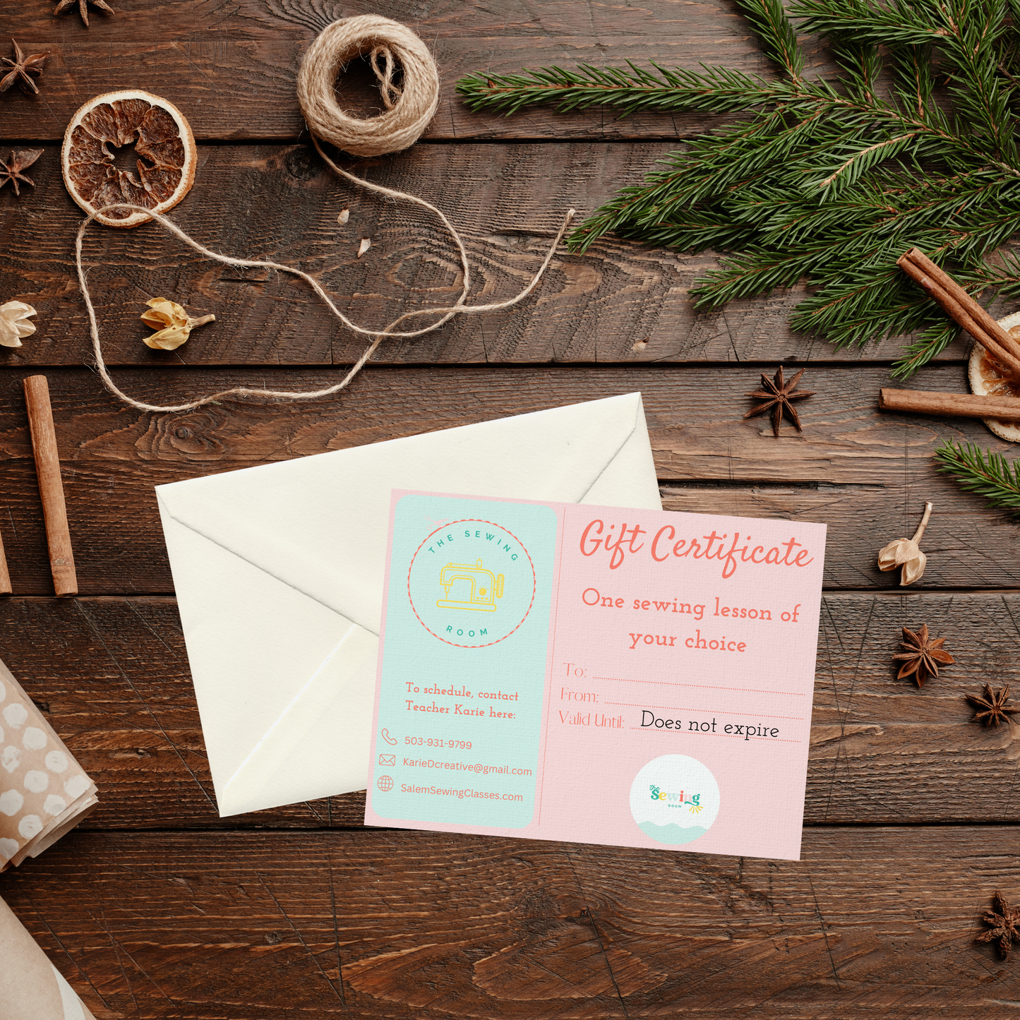Gift Certificate for One Sewing Lesson of Choice