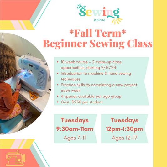 Fall Term 10 Week Beginner Sewing Course